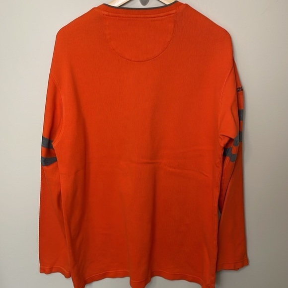 RALPH LAUREN CHAPS Vintage LG Men's Orange/Gray Long Sleeve V-Neck Cotton Top - Picture 5 of 9
